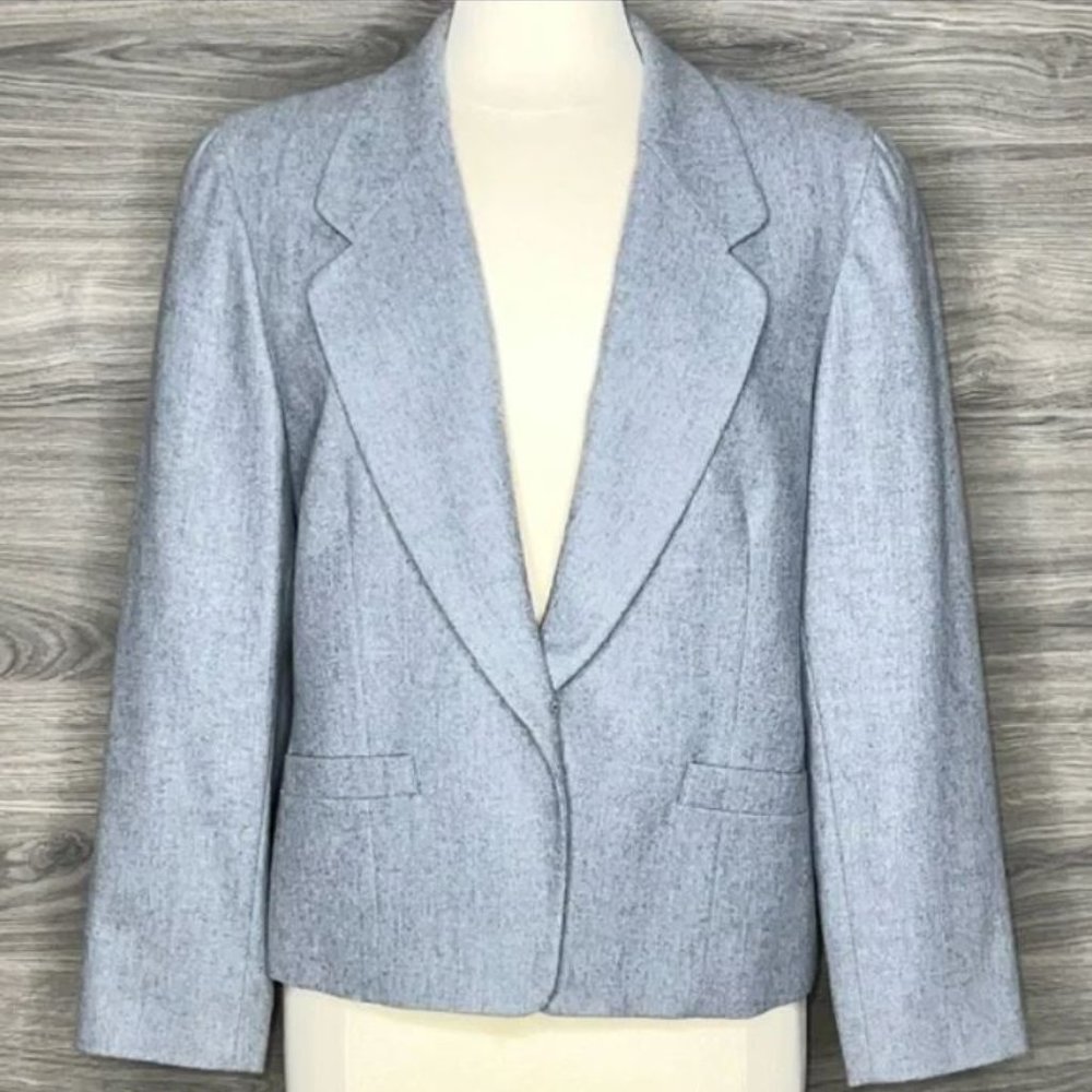 SOLD - Pendleton One-Button Jacket, Gray, 14P - Made in USA